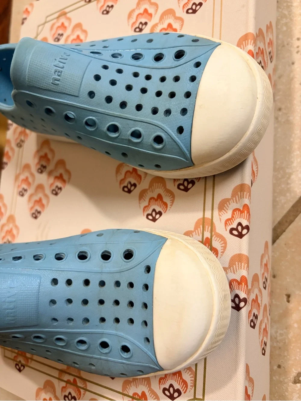 Native Kids Light Blue Water Slip-On Shoes with White Toe